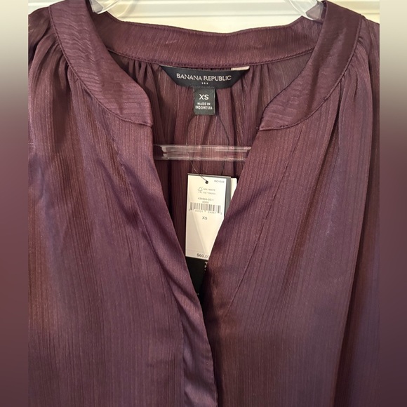 XS banana Republic XS Long Sleeve Chocolate Brown Blouse NWT - Picture 3 of 6